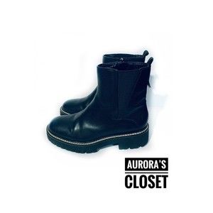 Sarto 5 Black Combat Bootie Chelsea Freda Lugg Sole $200